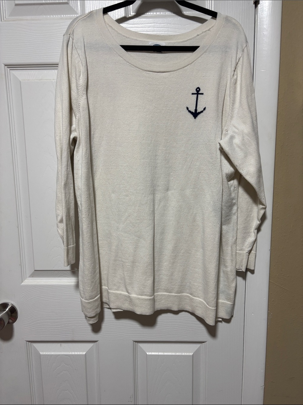 Old Navy Cream Sweater with Navy Logo Tag